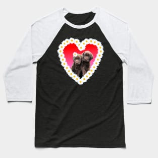 Chocolate Lab Puppies Flower Daisy Heart Baseball T-Shirt